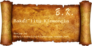 Bakálity Klemencia névjegykártya